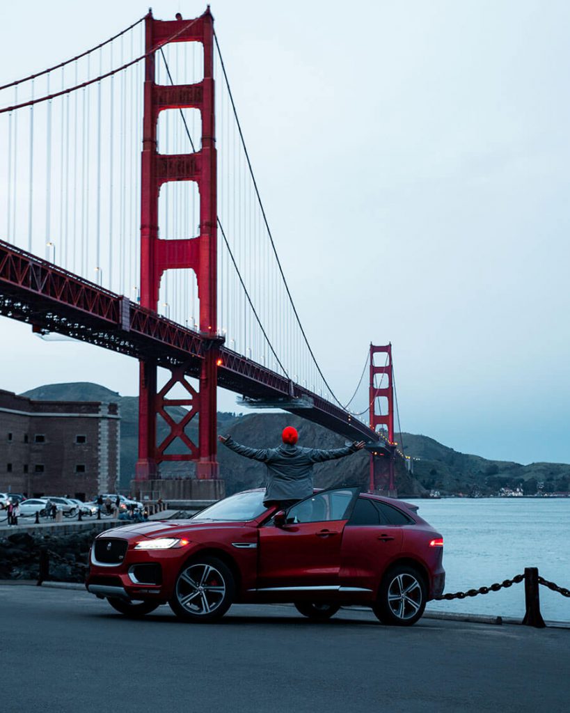 Sixt Jaguar F-Type and Golden Gate Bridge San Francisco