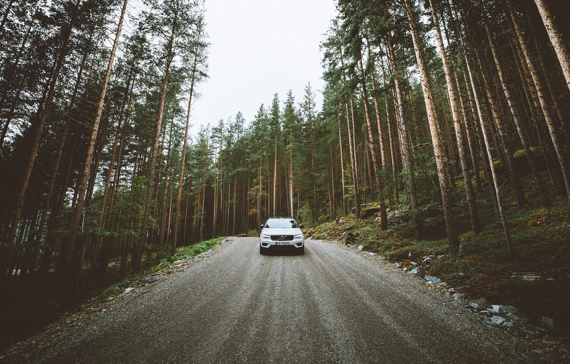 Driving the Volvo XC40 through the woods of Norway
