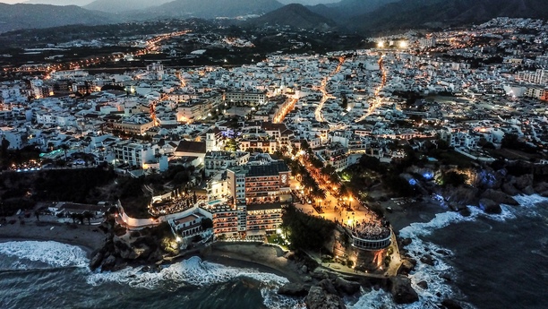 Malaga city at night