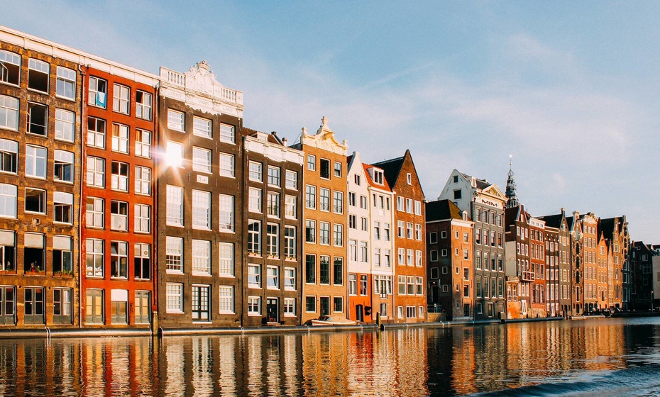 Amsterdam houses by the canal